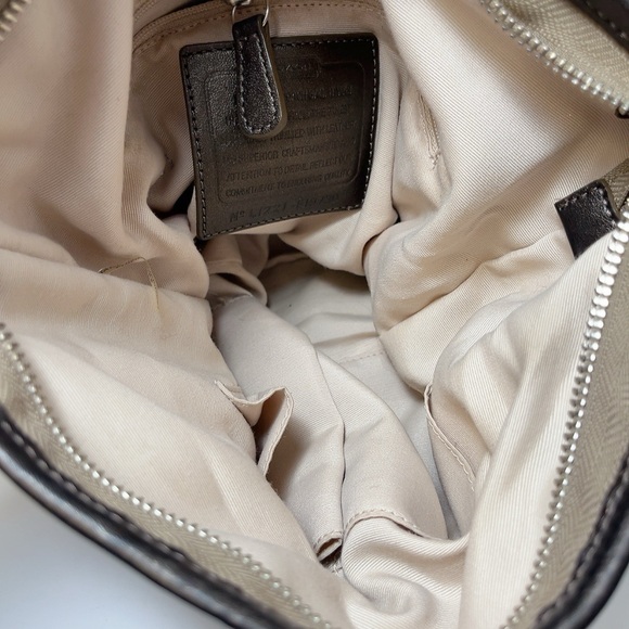 Coach Womens Brown Tan Sateen Signature Chain Duffle Convertible Crossbody Bag - Picture 14 of 15